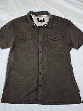 Michael Strahan Collection Men's Shirt Brown Short Sleeve Stretch - XXL